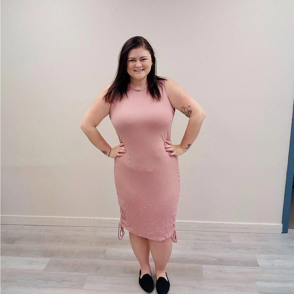 Fashion Nova Light Pink Midi Bodycon Dress - Size 2X